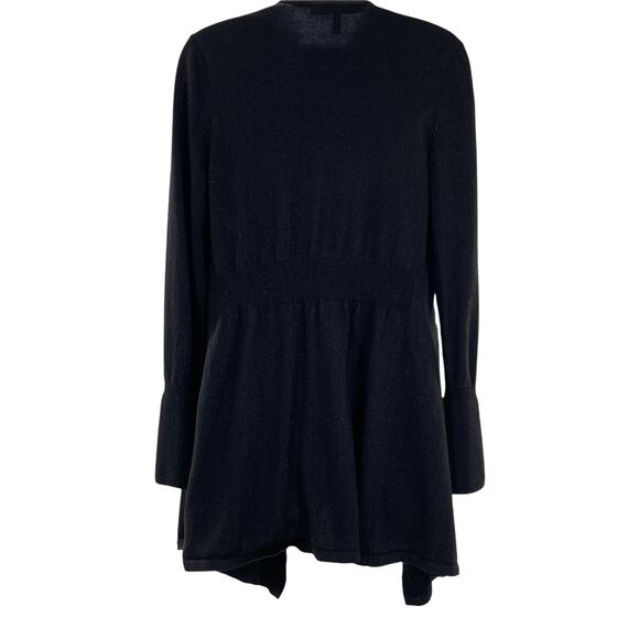 WHITE HOUSE BLACK MARKET Black Shimmer Open Front Gathered Back Cardigan XS - Picture 4 of 12